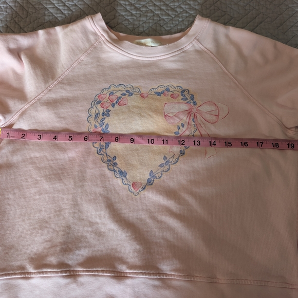 LoveShackFancy Pastel Pink Heart/Bow Sweatshirt Size XS (0221) - Picture 4 of 10